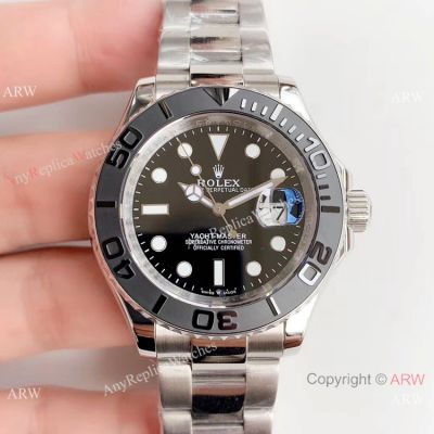 Swiss Replica Rolex Yachtmaster ETA2836 Watch Stainless Steel Black Bezel